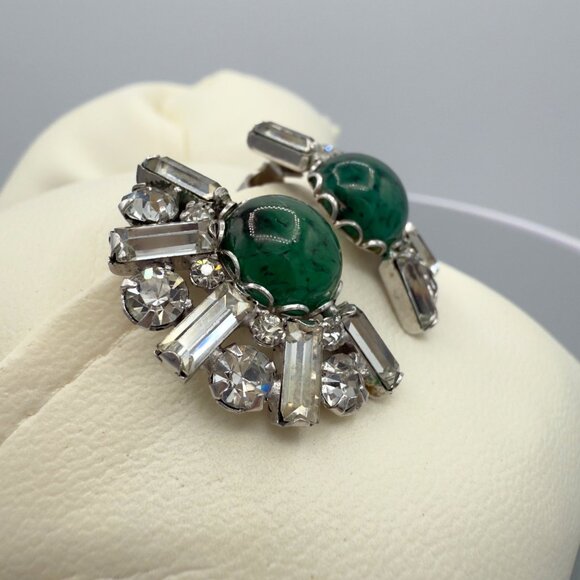 Vintage Christian Dior For Kramer Gripoix Rhinestone Earrings Note - Picture 2 of 14